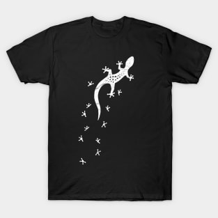 Retro Lizard Drawing With Tracks | Leopard-Gecko T-Shirt